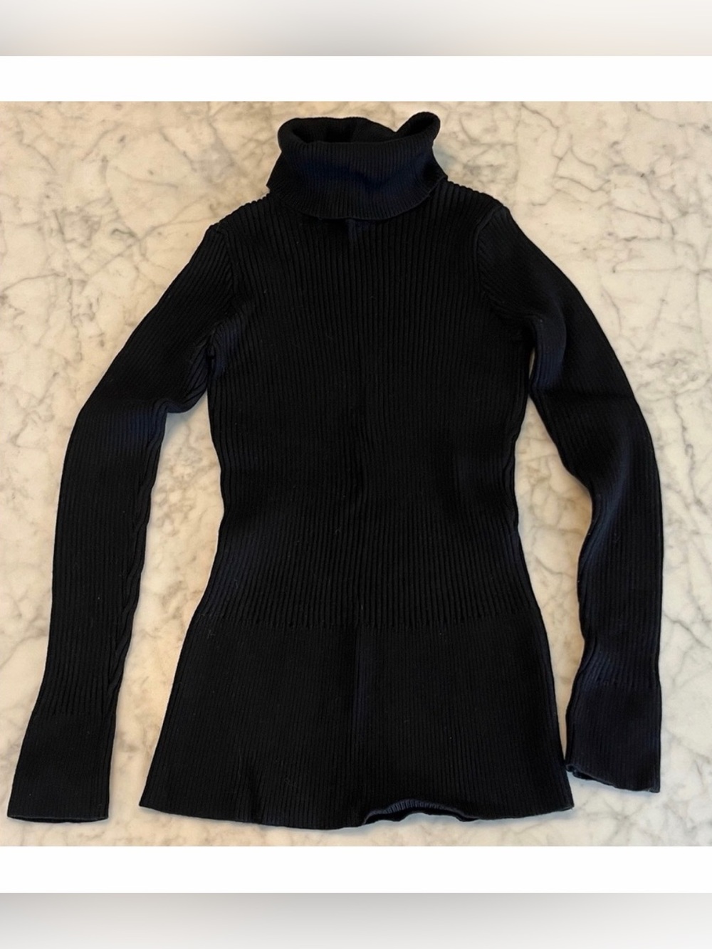 Black Thicker Fitted Turtleneck Ribbed Sweater Size Small